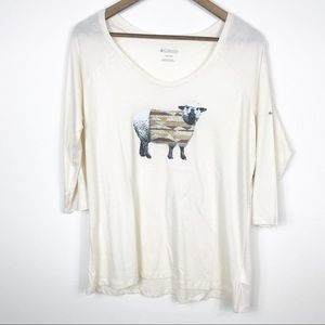 Columbia Sheep Graphic 3/4 Sleeve Shirt NWT Cream